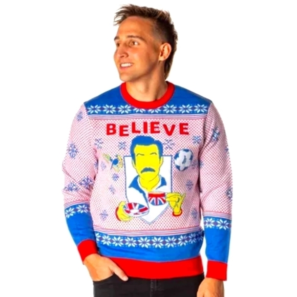 Ted Lasso Believe Fair Isle Ugly Christmas Sweater M